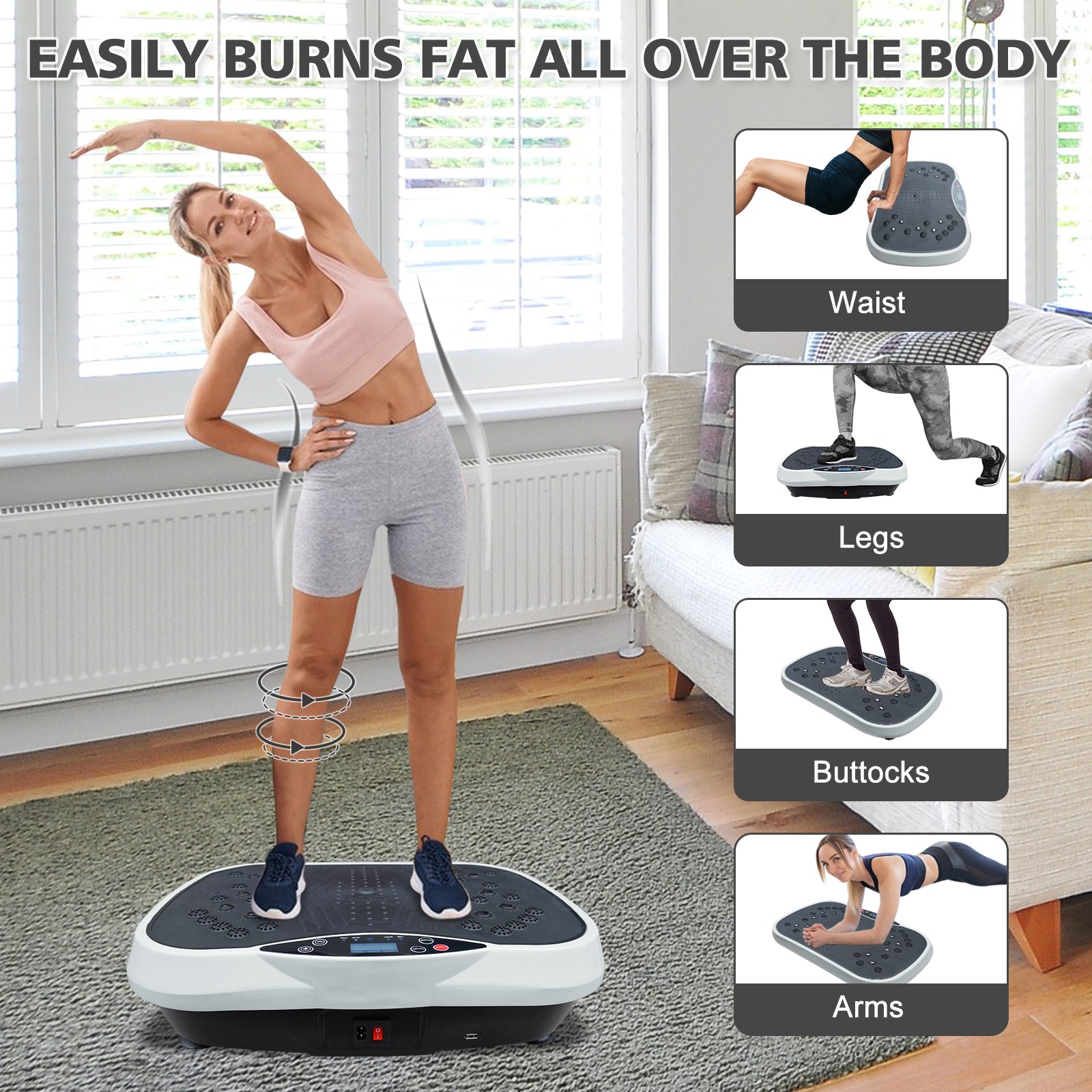 Vibration Plate Exercise Machine – Whole Body Workout Fitness Platform (Grey & Black)