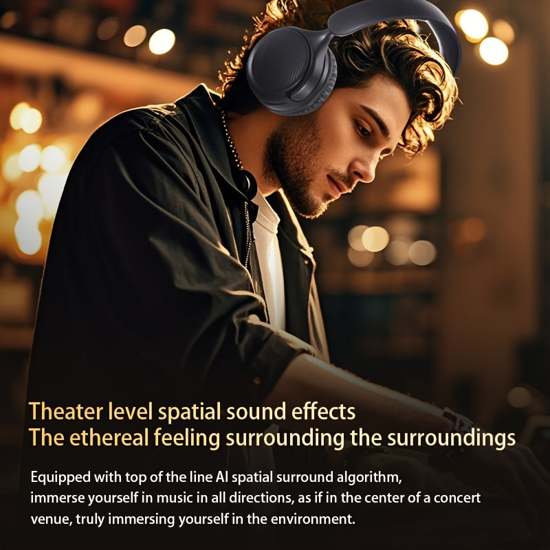 New Retro Wireless Over-ear Wireless Headphones With Microphone, High-quality Gaming Headphones, 30-hour Playback Time, Memory Foam Ear Cups, Button Control, Extendable And Adjustable, Suitable For Tr