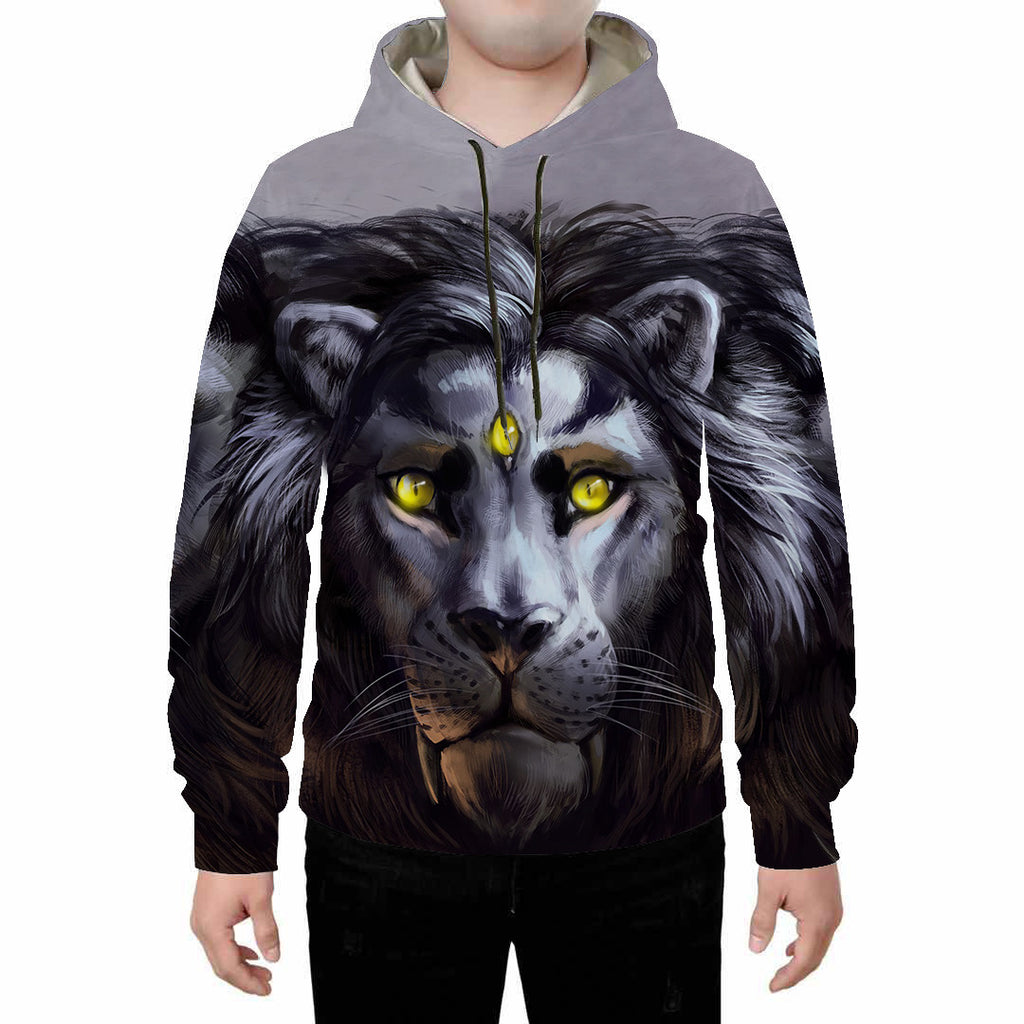 Men’s Tiger Print Digital Hoodie – Long Sleeve Hooded Sweatshirt