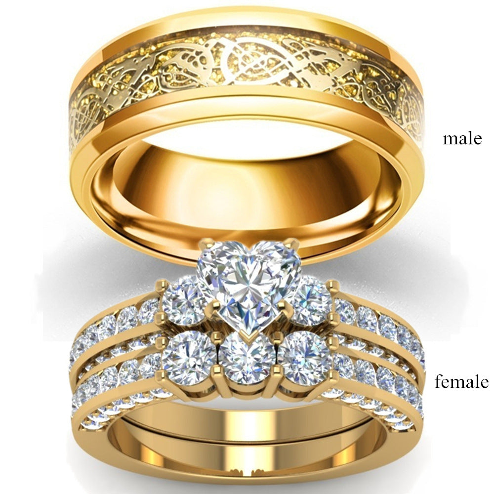 Zircon Gold Dragon Ring – Couple Fashion Ring