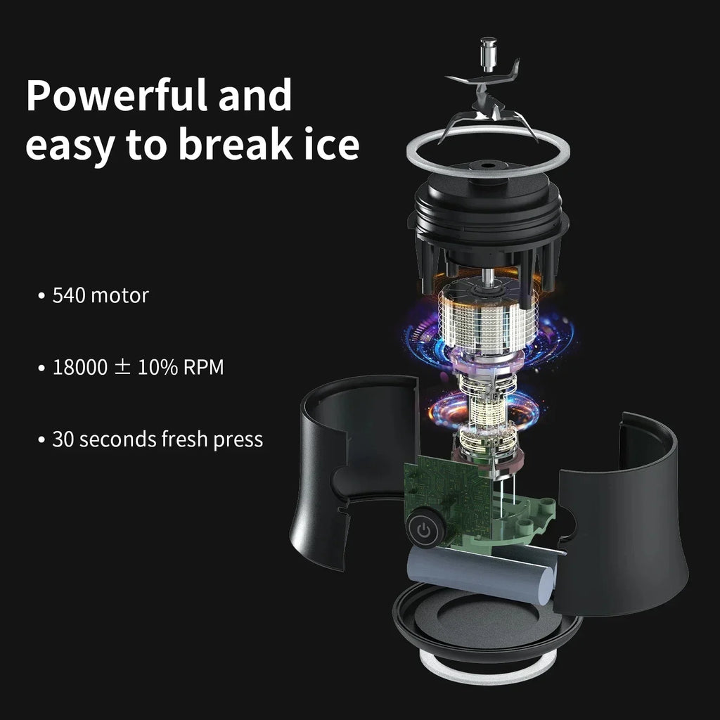 Portable Blender 600ML Electric Juicer – USB Rechargeable Smoothie Mixer