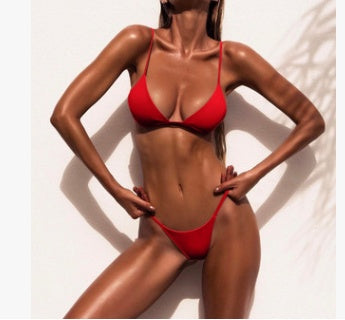 Women's Solid Color Two-Piece Bikini Swimsuit