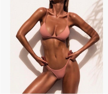 Women's Solid Color Two-Piece Bikini Swimsuit