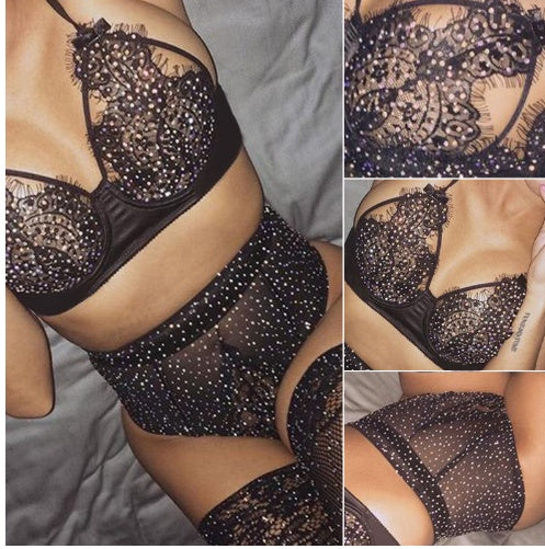 Women's Lace Mesh Two-Piece Lingerie Set