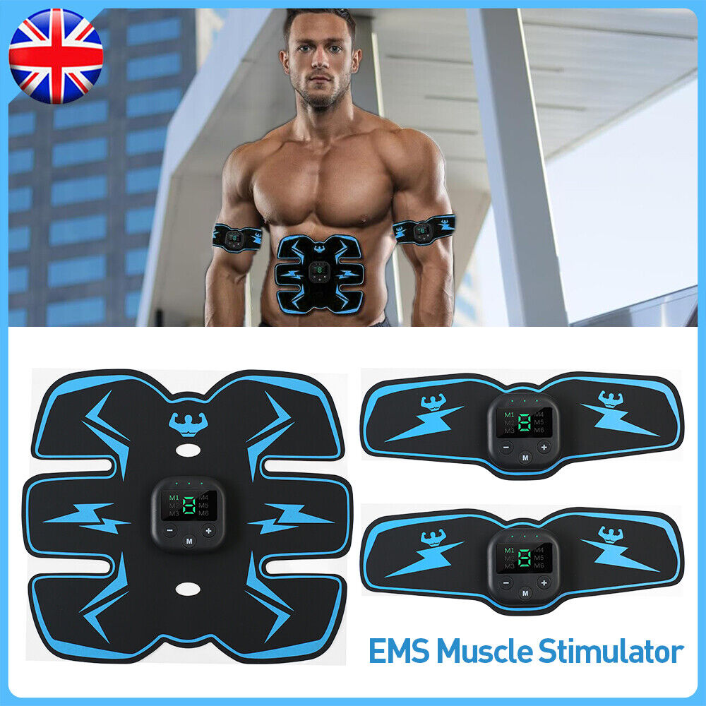 Rechargeable EMS Abdominal Muscle Toning Trainer ABS Stimulator Toner Fitness UK