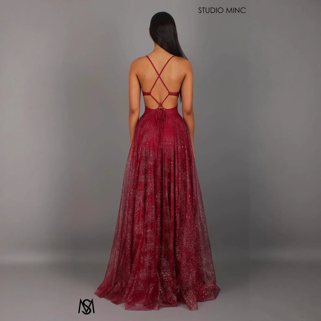 Elegant Spaghetti Strap X-Back High Waist Maxi Dress