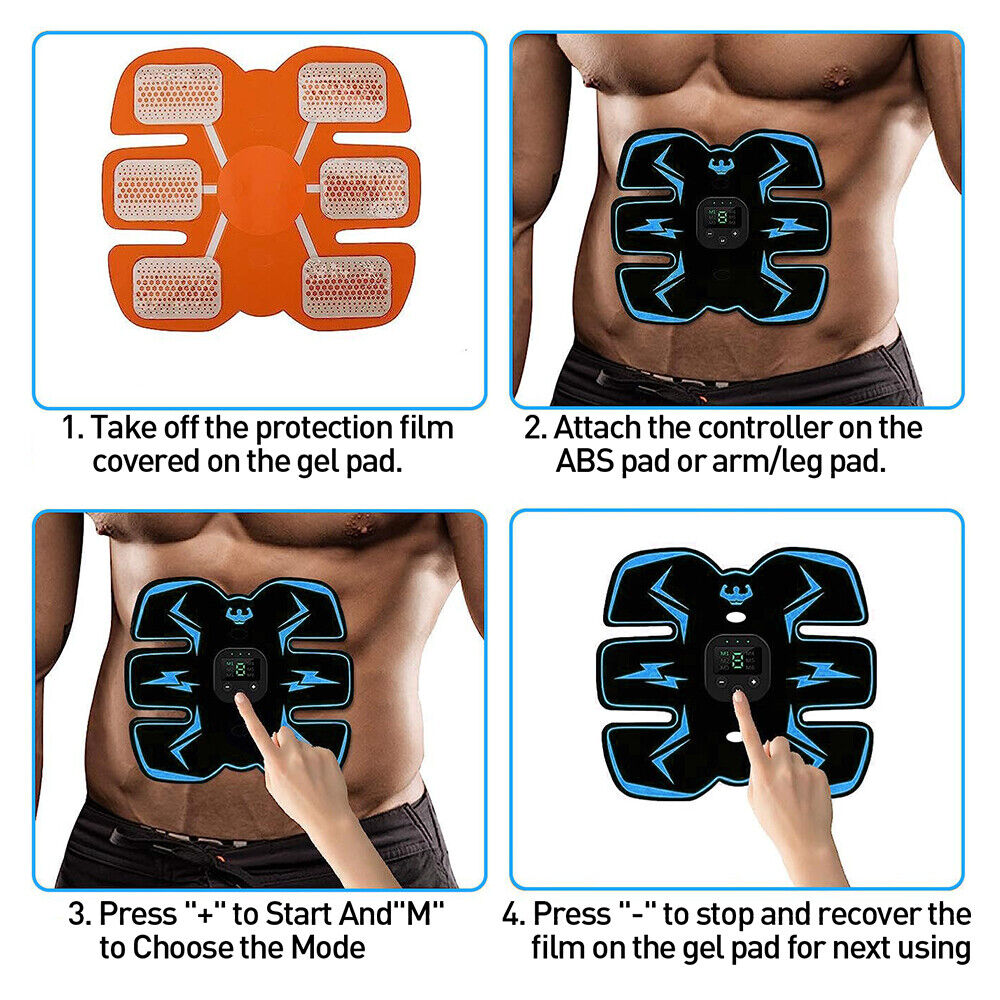 Rechargeable EMS Abdominal Muscle Toning Trainer ABS Stimulator Toner Fitness UK