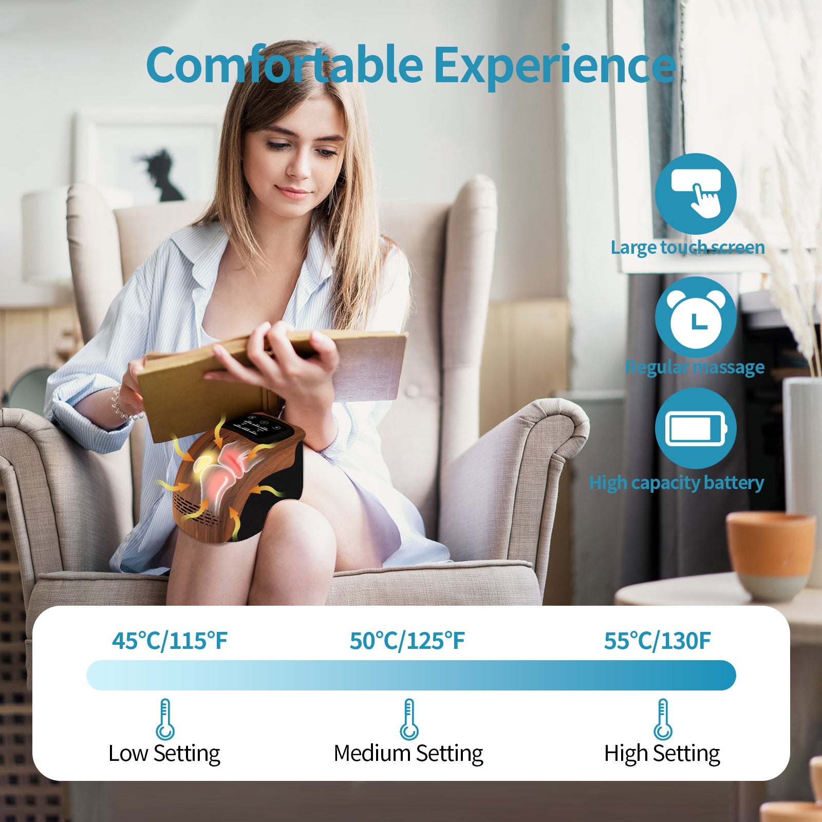 Intelligent Rechargeable Knee Massager with Heating & Vibration