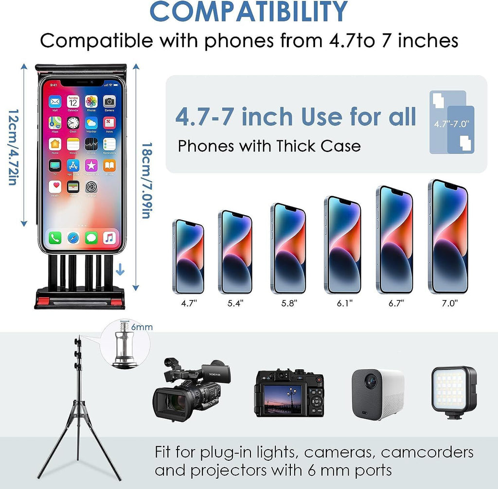 170CM Tall Flexible Phone Tripod Stand with Gooseneck