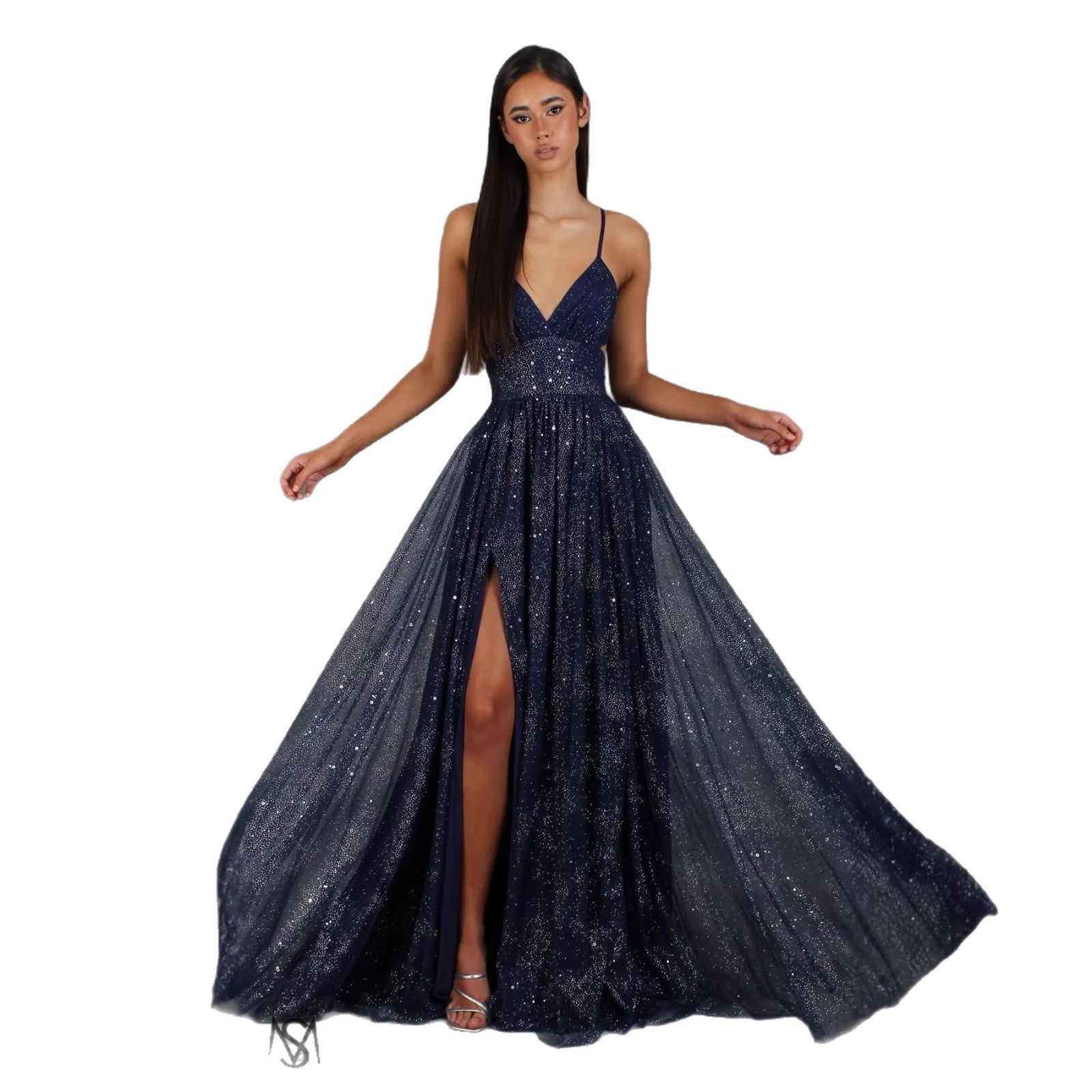 Elegant Spaghetti Strap X-Back High Waist Maxi Dress