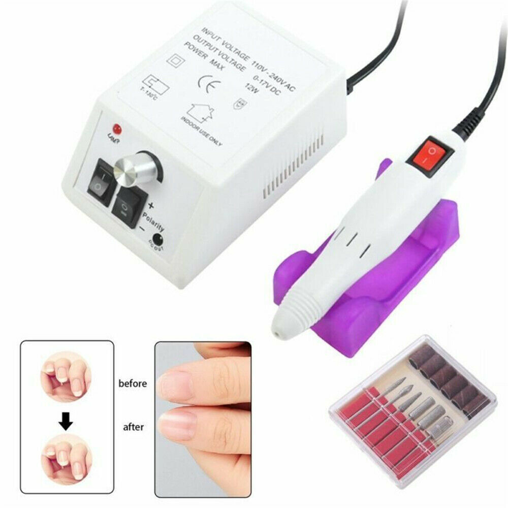 Electric Nail Art File Drill Machine Professional Manicure Pedicure original Set UK