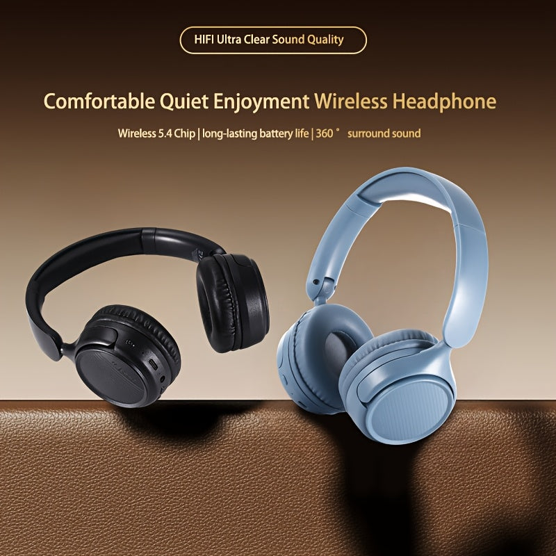 New Retro Wireless Over-ear Wireless Headphones With Microphone, High-quality Gaming Headphones, 30-hour Playback Time, Memory Foam Ear Cups, Button Control, Extendable And Adjustable, Suitable For Tr