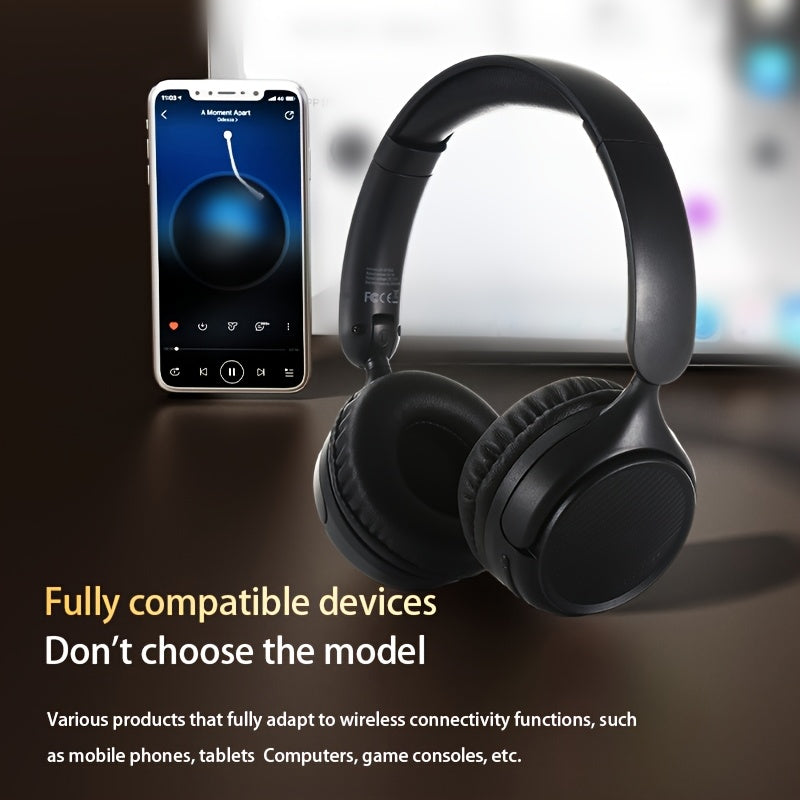New Retro Wireless Over-ear Wireless Headphones With Microphone, High-quality Gaming Headphones, 30-hour Playback Time, Memory Foam Ear Cups, Button Control, Extendable And Adjustable, Suitable For Tr