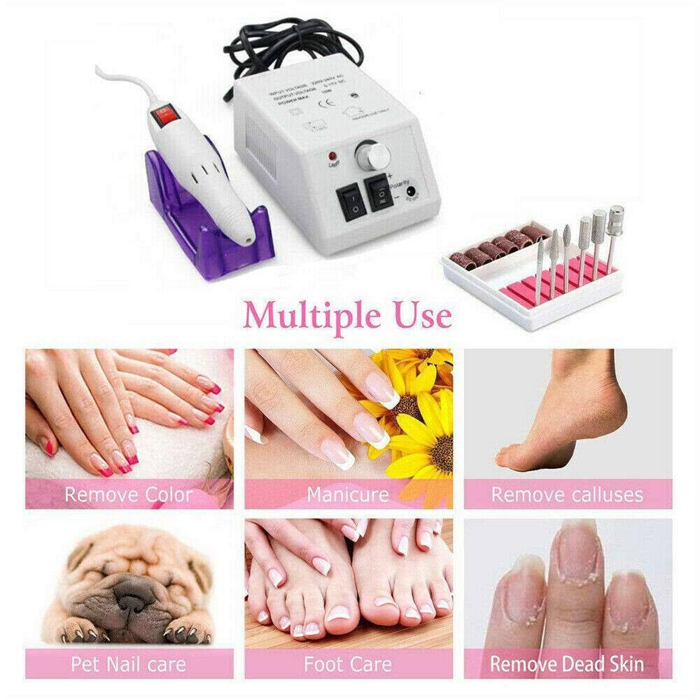 Electric Nail Art File Drill Machine Professional Manicure Pedicure original Set UK