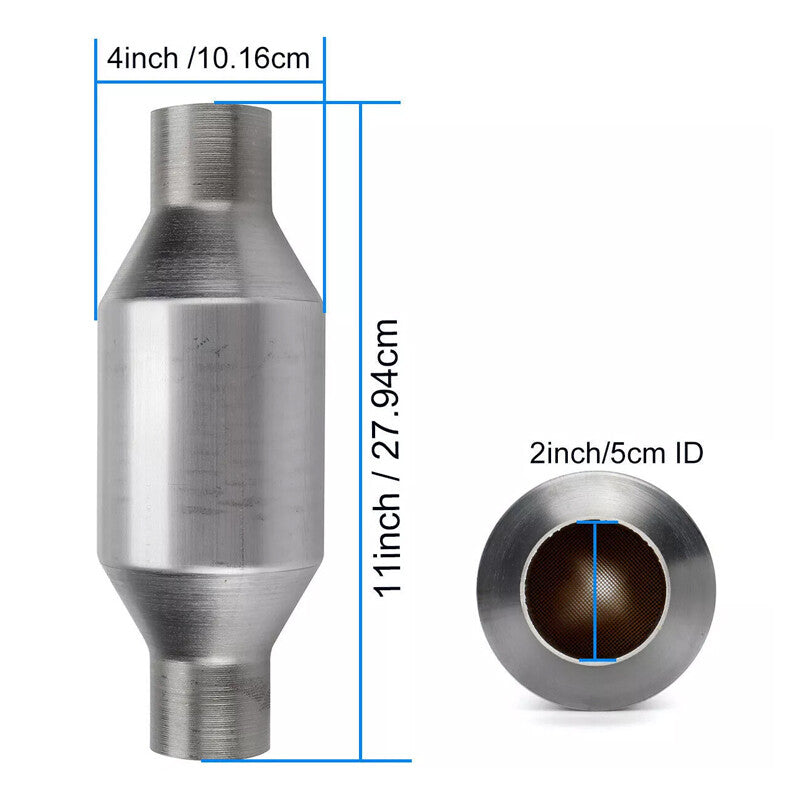 Universal Sports High Flow 400 Cell Catalytic Converter – 2 Inch Stainless Steel