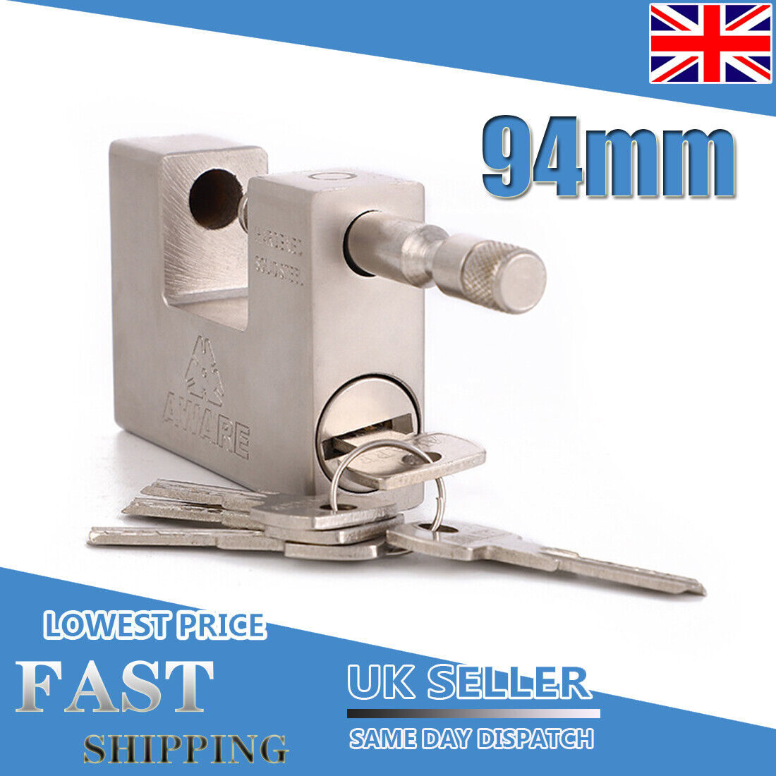 Heavy Duty 94mm Warehouse &amp; Container Padlock with 5 Keys