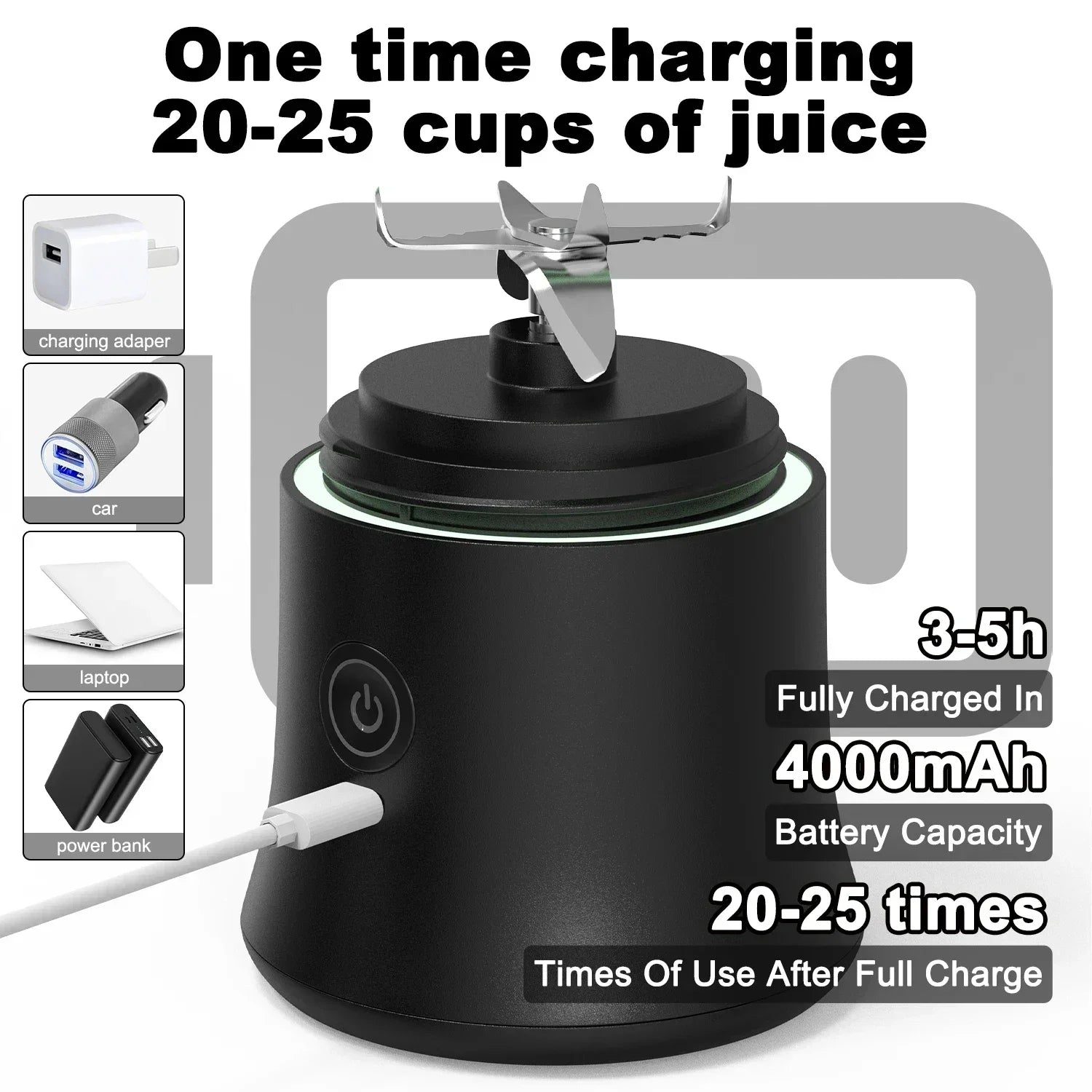 Portable Blender 600ML Electric Juicer – USB Rechargeable Smoothie Mixer