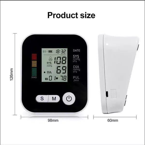 2025 Digital Automatic Blood Pressure Monitor – Upper Arm BP Machine with Heart Rate Monitor (UK)