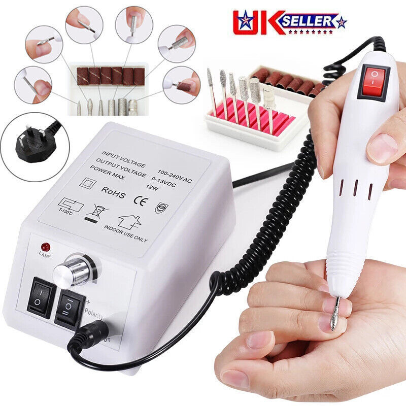 Electric Nail Art File Drill Machine Professional Manicure Pedicure original Set UK