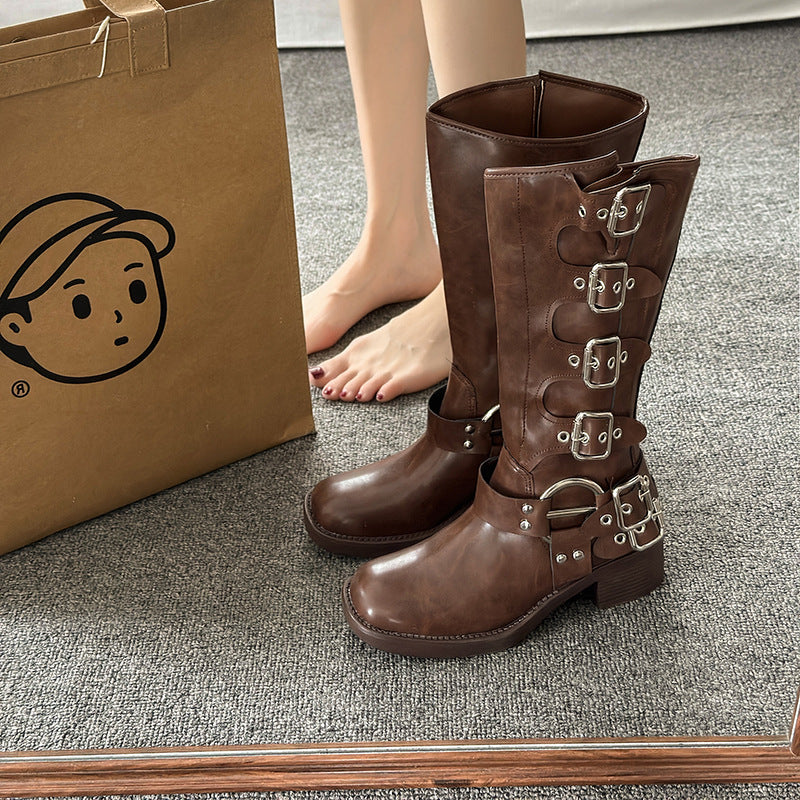 Women's Leather-Style Western Cowboy Boots