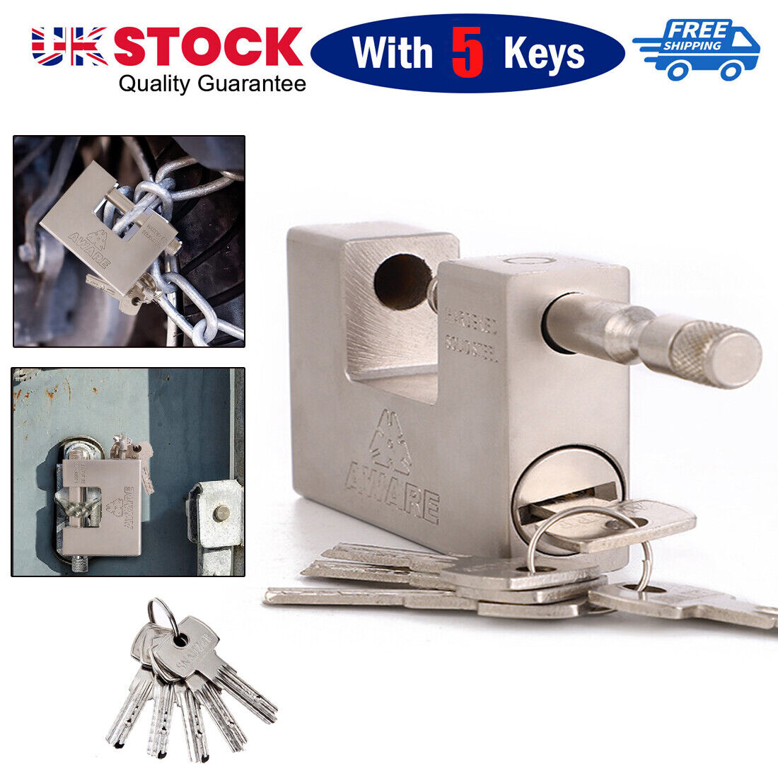 Heavy Duty 94mm Warehouse &amp; Container Padlock with 5 Keys