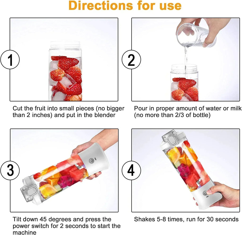 Portable Blender 600ML Electric Juicer – USB Rechargeable Smoothie Mixer