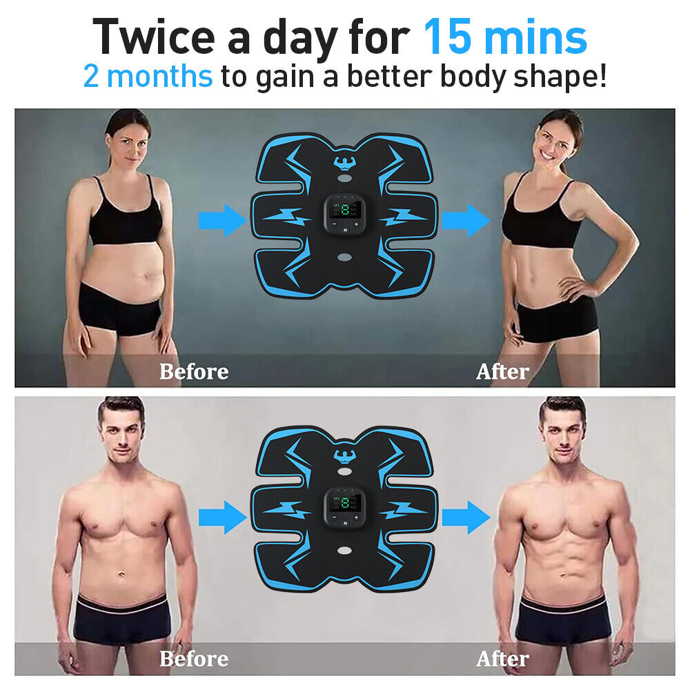 Rechargeable EMS Abdominal Muscle Toning Trainer ABS Stimulator Toner Fitness UK