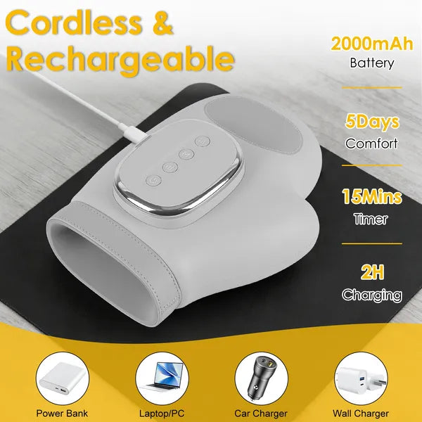 Cordless Hand Massager with Heat Compression